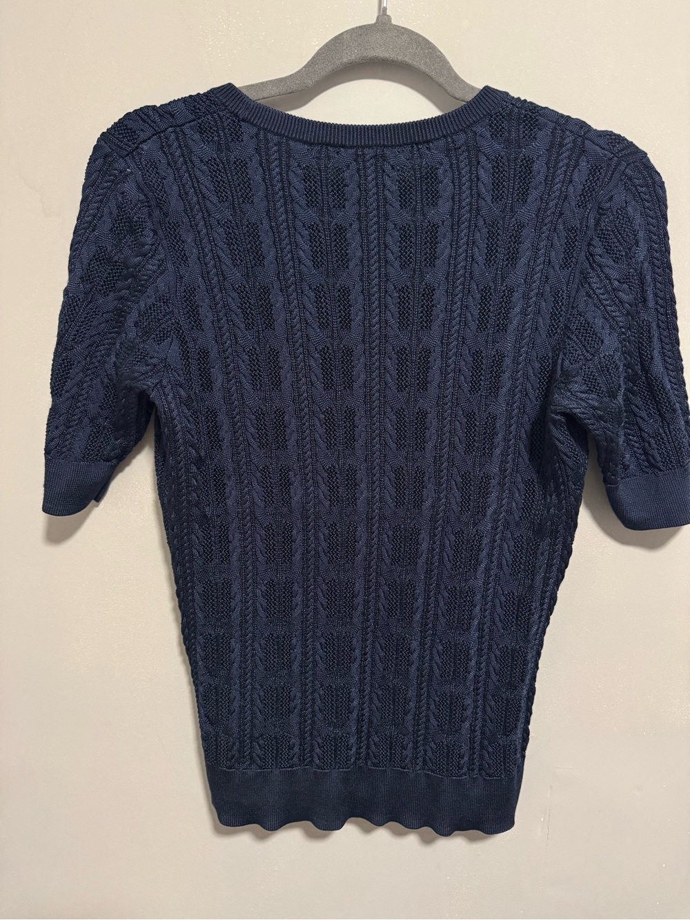 Brooks Brothers- Navy Cable-Knit Lightweight Crewneck Shirt. Size L - Picture 2 of 6